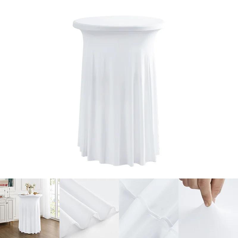 Height Stretch Round Tablecloth Commercial Conference Cocktail Bar Table Cover Hotel Wedding Party Skirt Elastic Table Cloth