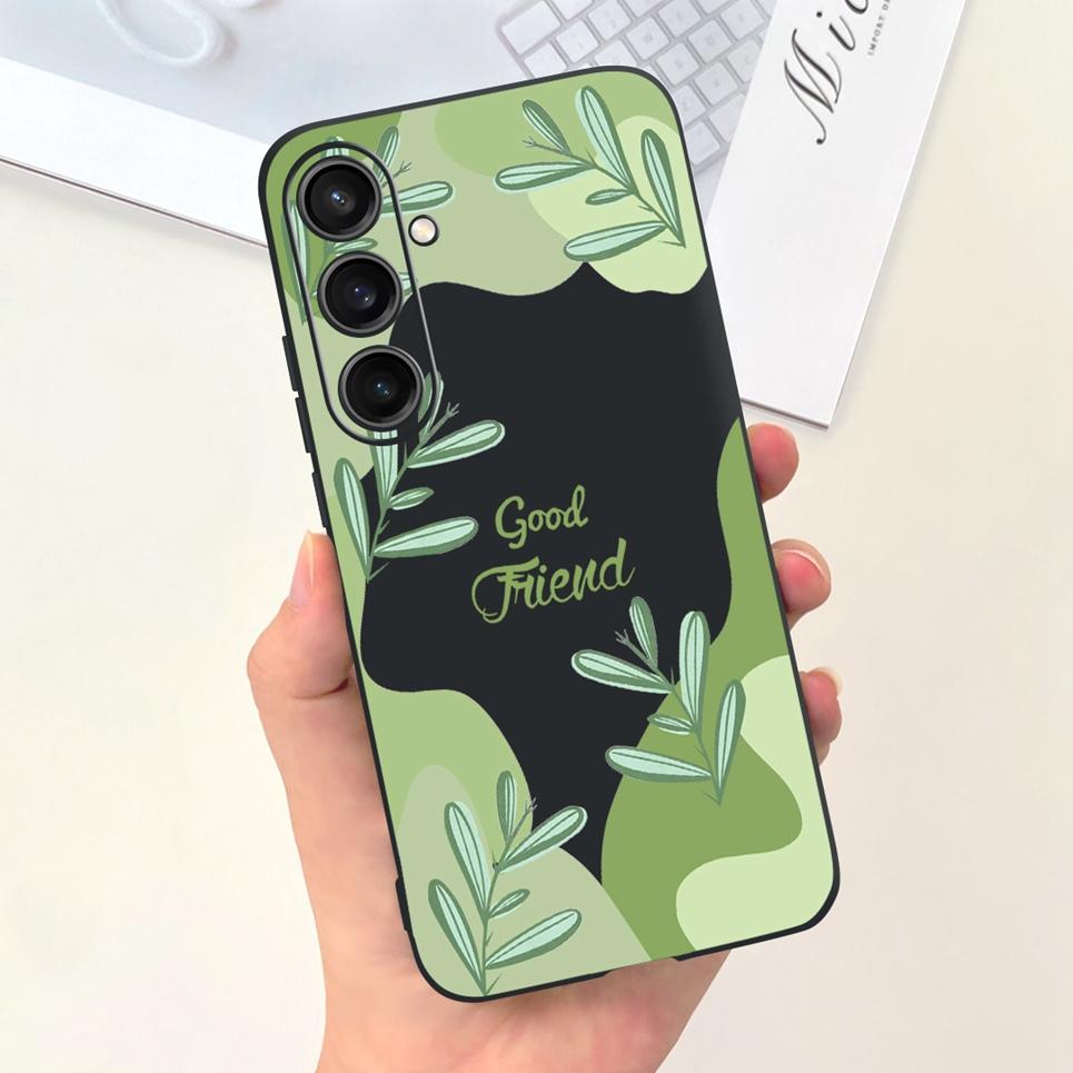 For Funda Samsung Galaxy A35 A25 2023 5G Case SM-A356B SM-A256B Black Cat Moon Night Fashion Coque Etui Matte Silicone Housing