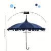 Gothic Lace Sun Umbrella Curved Handle UV Protection Windproof Pure Color Wedding Bridal Sunshade Gift Lolita Parasol