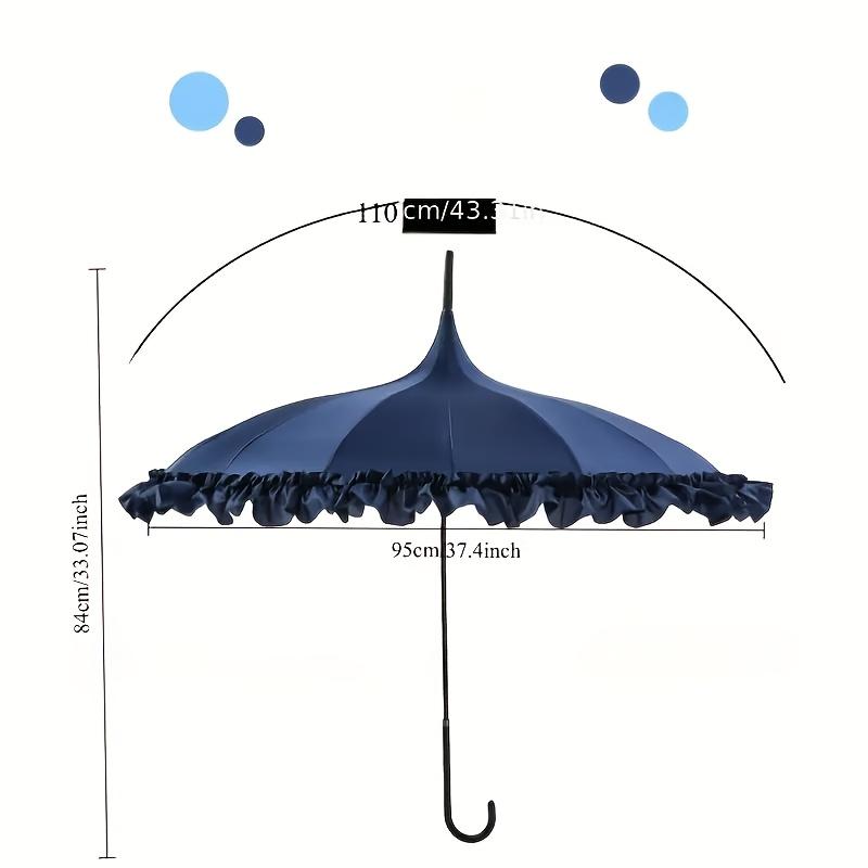 Gothic Lace Sun Umbrella Curved Handle UV Protection Windproof Pure Color Wedding Bridal Sunshade Gift Lolita Parasol