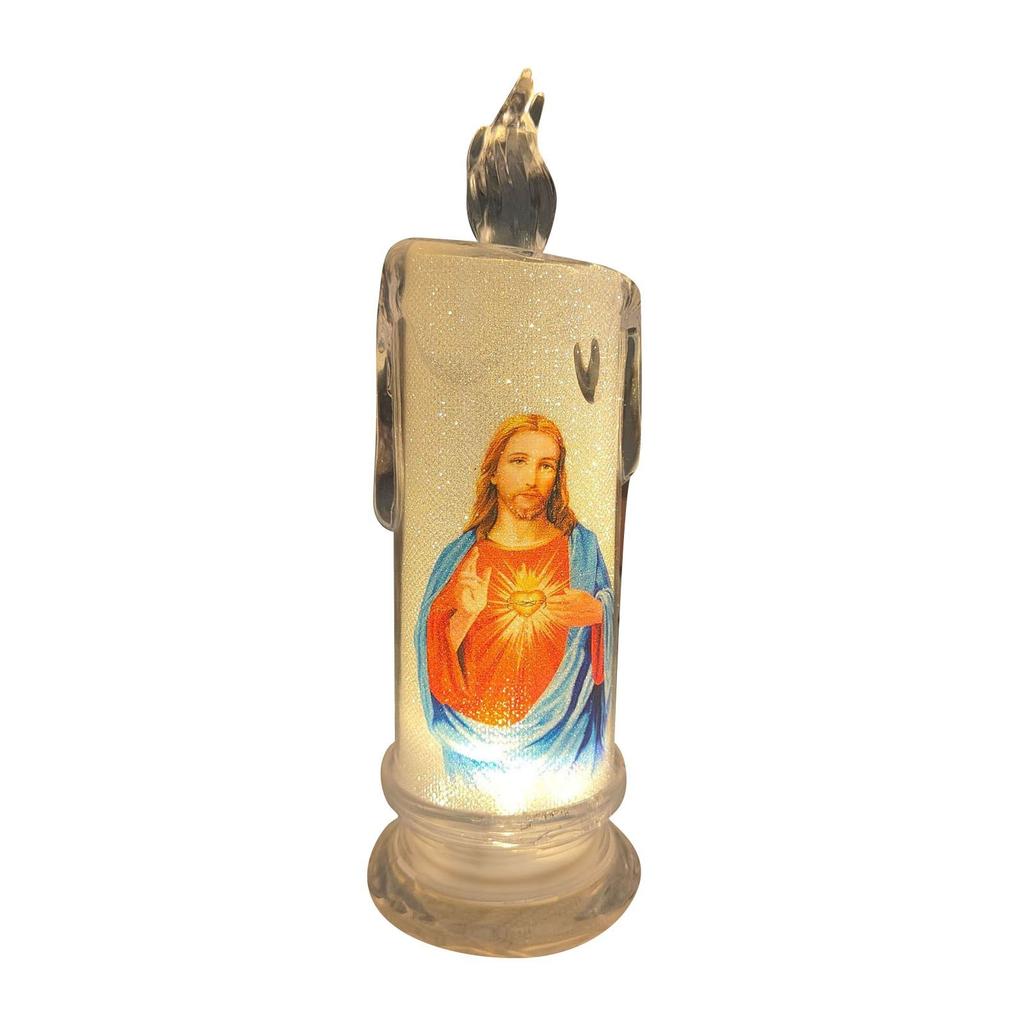 Jesus Catholic Christian Religious Ceremony Virgin Electronic Flameless LED Devotional Prayer Candles Light Religious Decoration