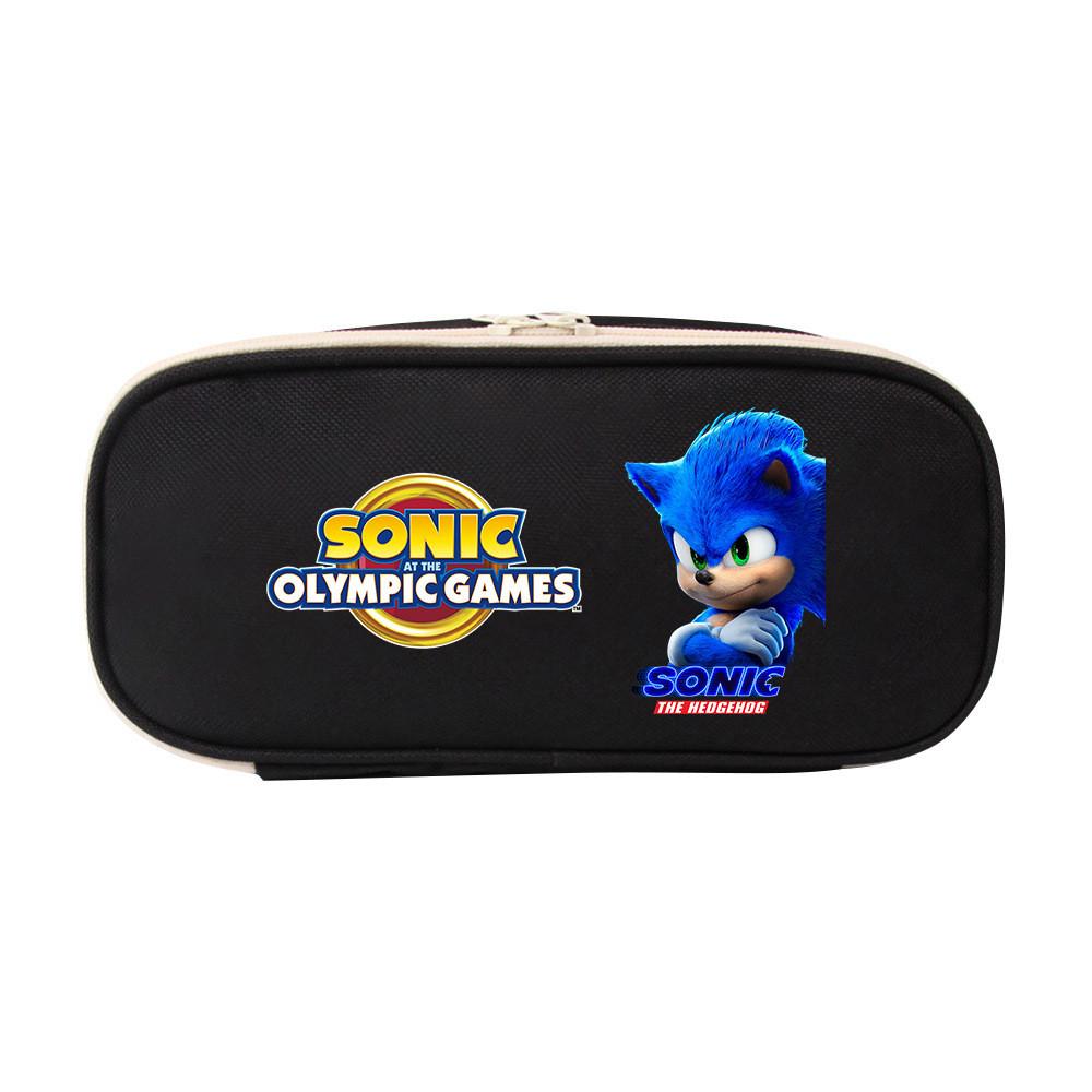 Sonic The Hedgehog Student Pencil Case Canvas Large Capacity Zipper Pen Bag For School Supplies And Teen Gift