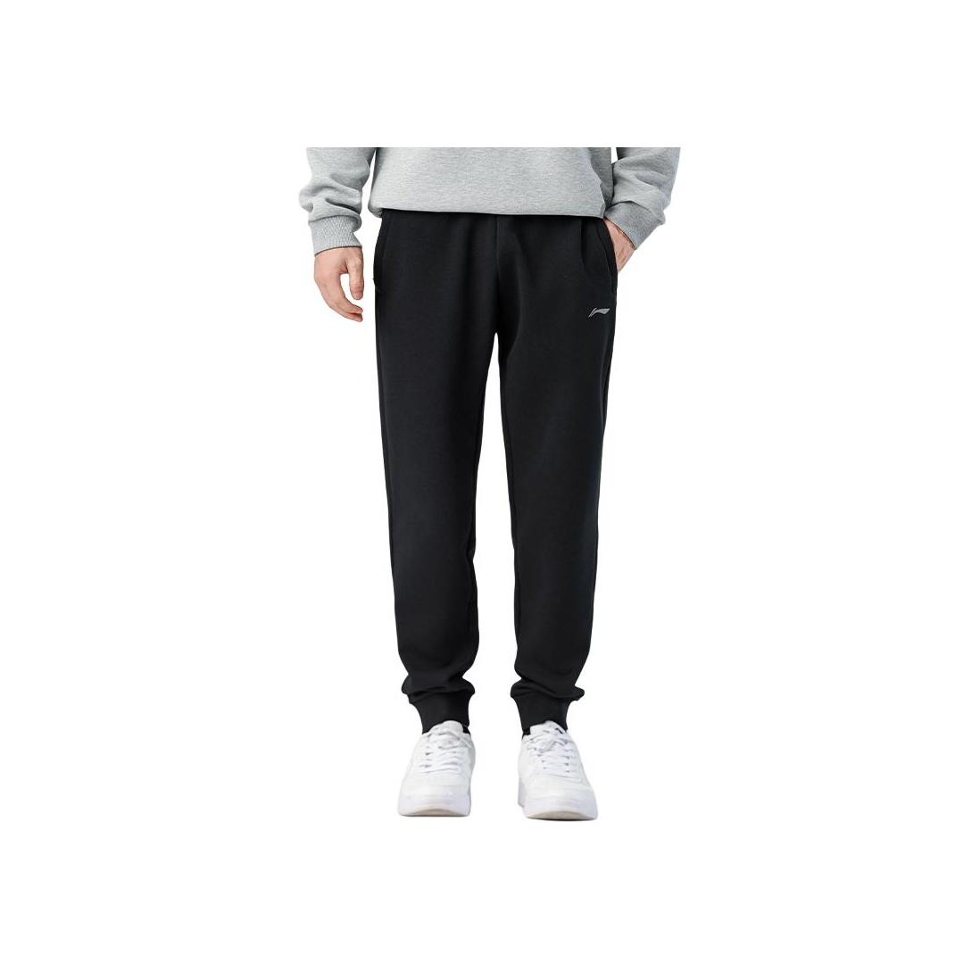

Li Ning Sports Lifestyle Series Solid Color Loose Fit Cuffed Moisture Wicking Breathable Casual Pants Men Pants Black AKLTE51-1 S