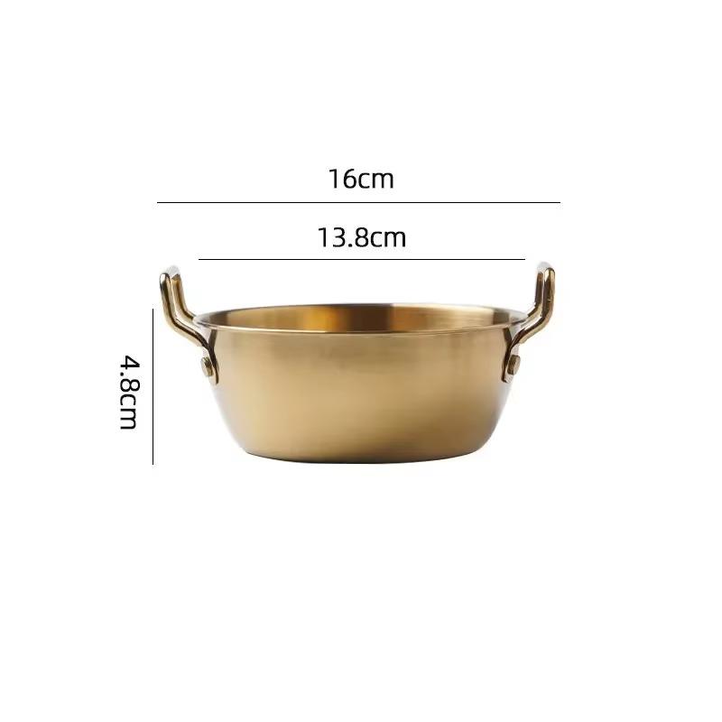 Gold Stainless Steel Bowl with Handle, Suitable for Hot Pot, Fried Food, Salad and Party Entertaining
