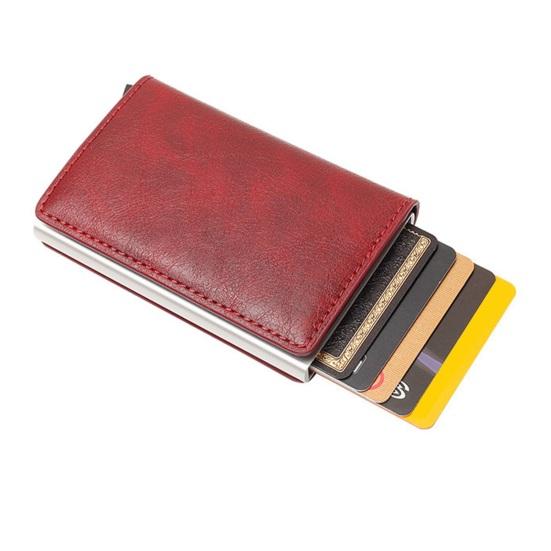 Faux Leather Wallet Men Women RFID Blocking Tri-fold Wallet Minimalist Slim Front Pocket Anti-Theft Credit Card Holder