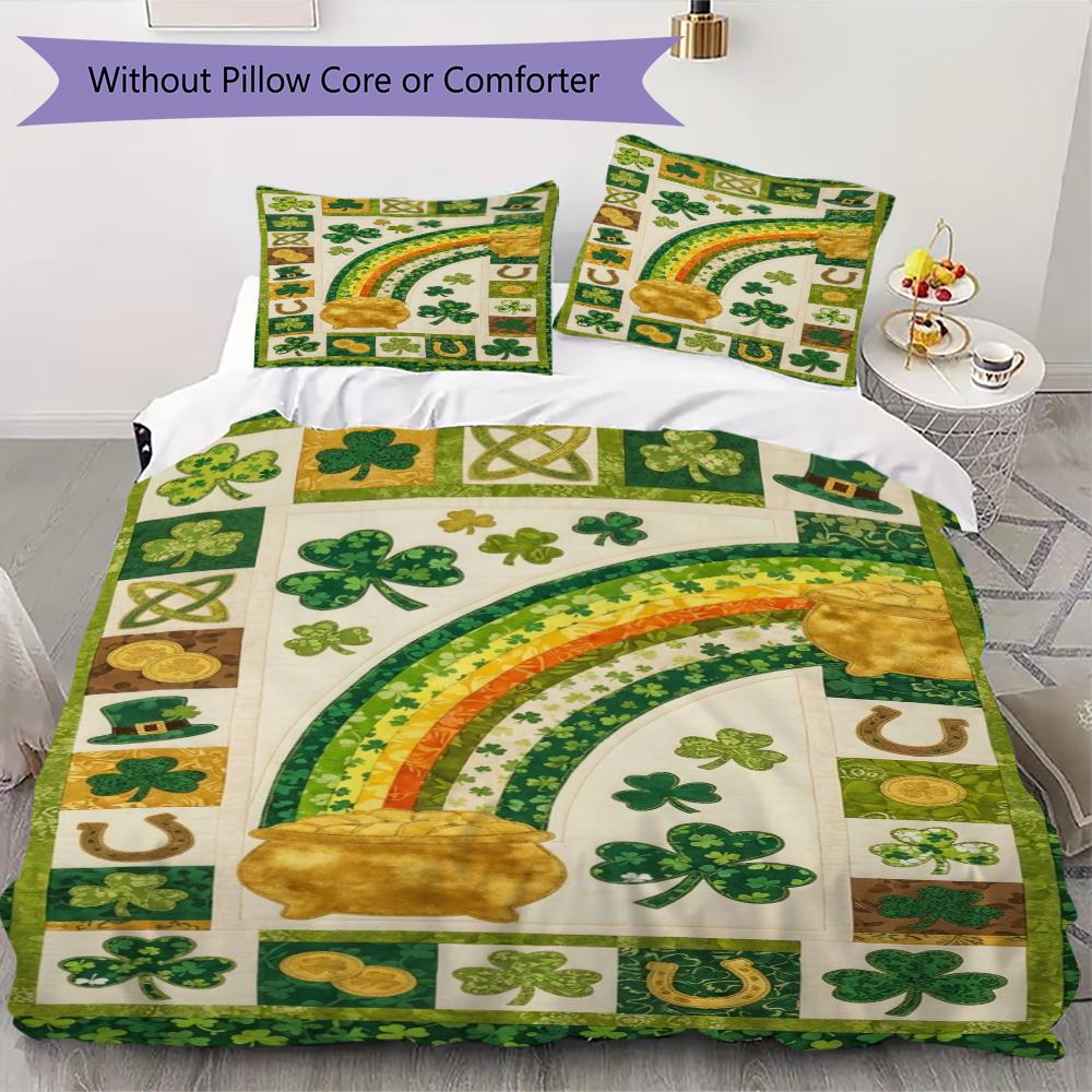 Coins&Rainbows Pattern Bedding Uilt Set Uilt Cover Pillowcase Home Decoration Birthday Gift (1 * Duvet Cover + 2 * Pillowcase  Without Core)116