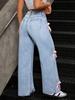 Y2K High Waist Wide Leg Patchwork Denim Pants