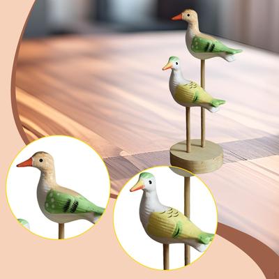 Wooden Bird Statue Sculpture Collectible Home Decor Seabird Figurine for Bathroom Bedroom Office TV