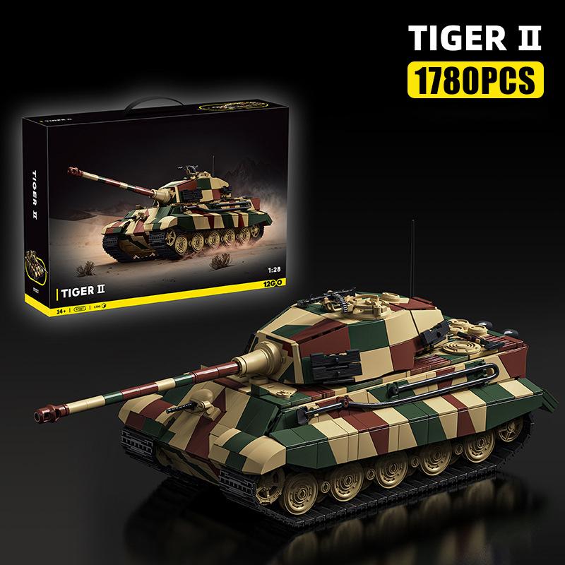 1780Pcs Technical Military WW2 German Heavy Tiger II Tank Model Building Blocks MOC Camouflage Tank Assembly Weapon Toy Boy Gift