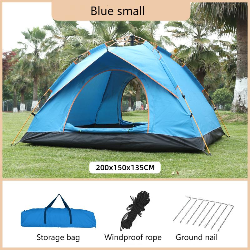 Cort pliabil portabil în aer liber, complet automat pentru camping, plajă, deschidere rapidă, acoperire cu lipici argintiu, cort îngroșat rezistent la ploaie