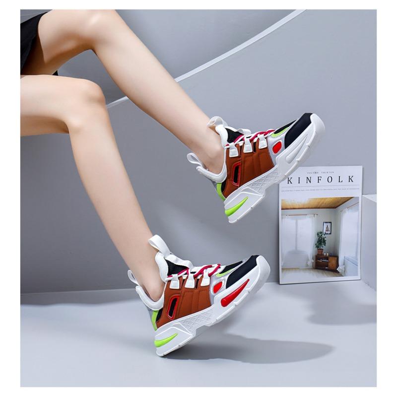 New Color Block Dad Shoes Women Chunky Platform Sneakers Fashion Casual Height Increasing Shoes