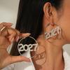 Fashion Happy New Year Earrings Rhinestone Stud Earrings Trendy 2027 Digital Earrings  New Year