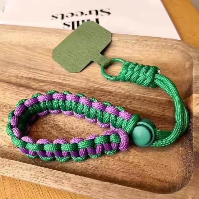 Handwoven Adjustable Mobile Phone Universal Case Lanyard Wrist Strap Outdoor Sports Anti-Lost Bracelet Hanging Card Cord Charm