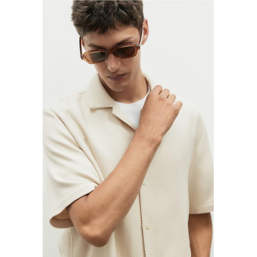 

HM Regular Fit Textured camp рубашка светло-бежевая