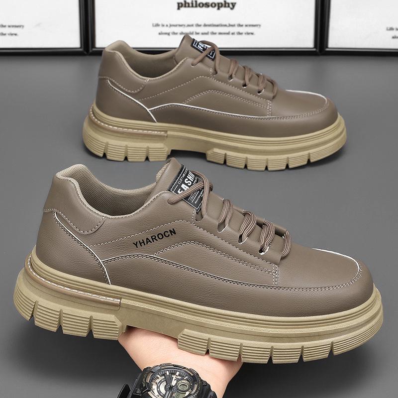 Men's Spring Breathable Thick-Soled Casual Leather Sports Shoes & Martin Boots