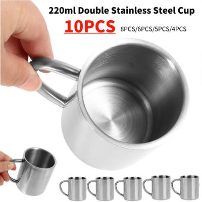Taza de acero inoxidable de 220 ml, taza de café, taza de camping, taza de metal para café, té, taza portátil para leche, té, vaso para agua, taza para beber