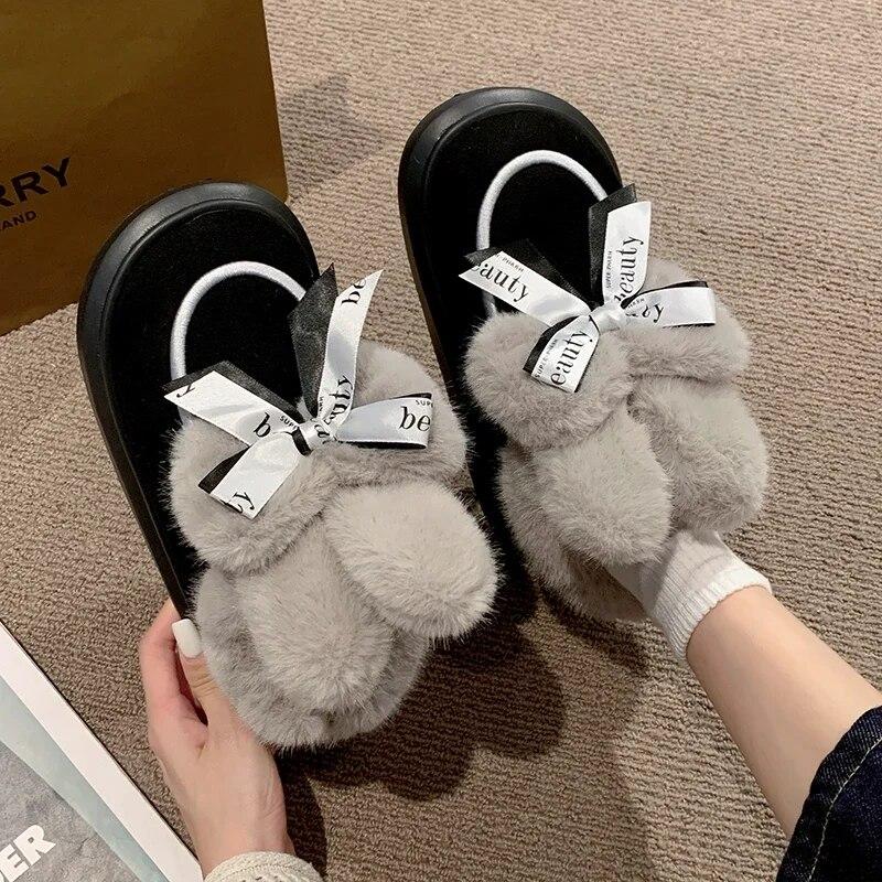 

Женские зимние сапоги, зимние дизайнерские бархатные теплые хлопковые туфли, женские утепленные короткие сапоги принцессы с бантом 36-37 чёрный