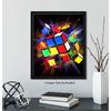 Govivo Exploding Rubik's Cube - Wall Art Decor Print with a Black Background - Unframed Artwork Printed On Photograph Paper