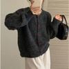 Womens Cute Heart Button Knit Cardigan Loose Fit Round Neck Sweater Fall Winter
