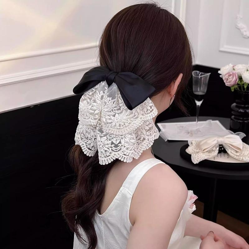 1 Piece Elegant Lace Bow Hair Claw Clip for Women Large Butterfly Hair Clip Ponytail Holder Sophisticated Updo Hair Accessories