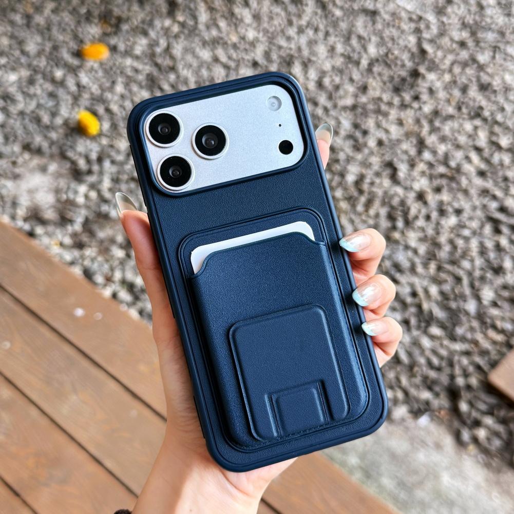 Square Card Holder Stand with 2 Card Slots Phone Case For iPhone 17 Pro Max 17 Pro 17 Air 16 15 + 14 13 Camera Protection Cover