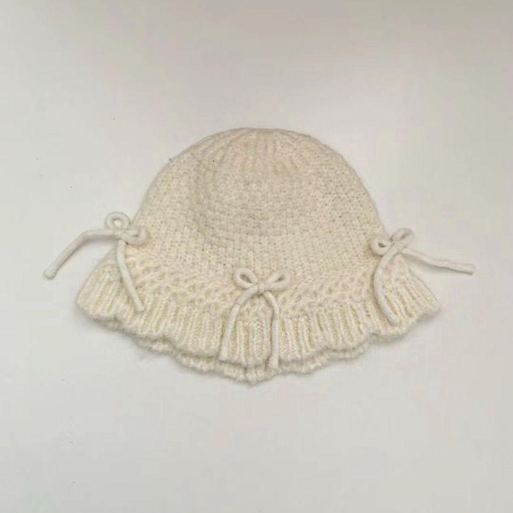 Basin Hat Bowknot Knitted Hat Warm Cap Winter Cap Casual Bucket Hat  Apparel Accessories