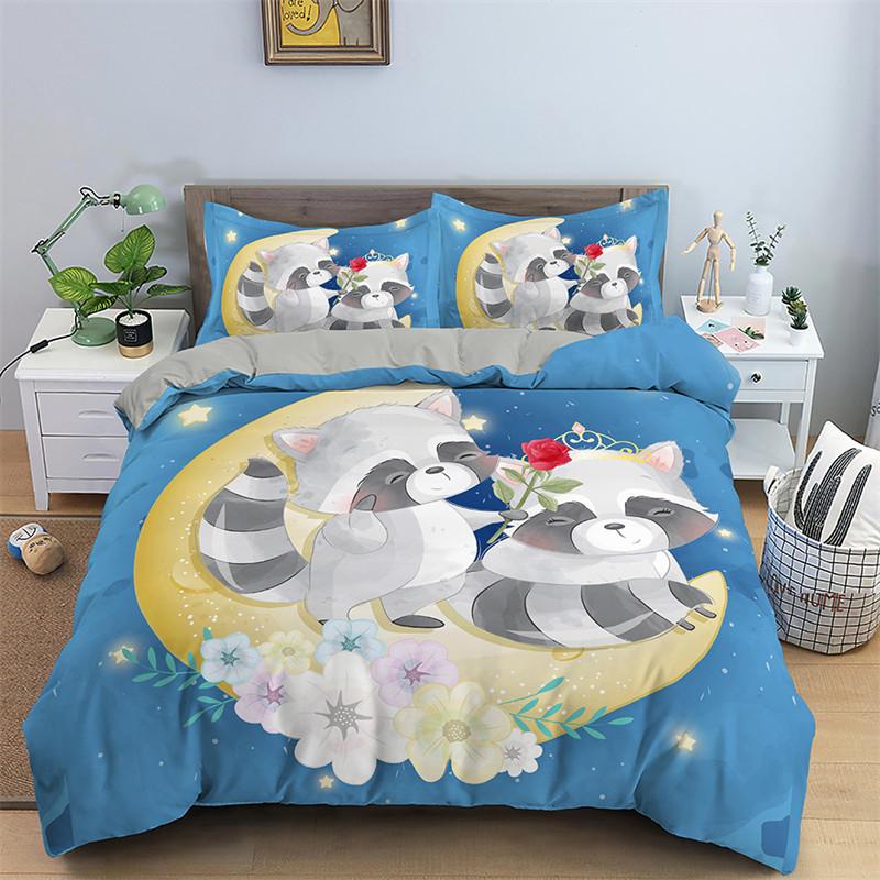 3D Cartoon Duvet Cover Lovely Animal Bedding Set Polyester Cute Bear Panda Elephant Quilt Cover Twin For Toddler Kids Child Room