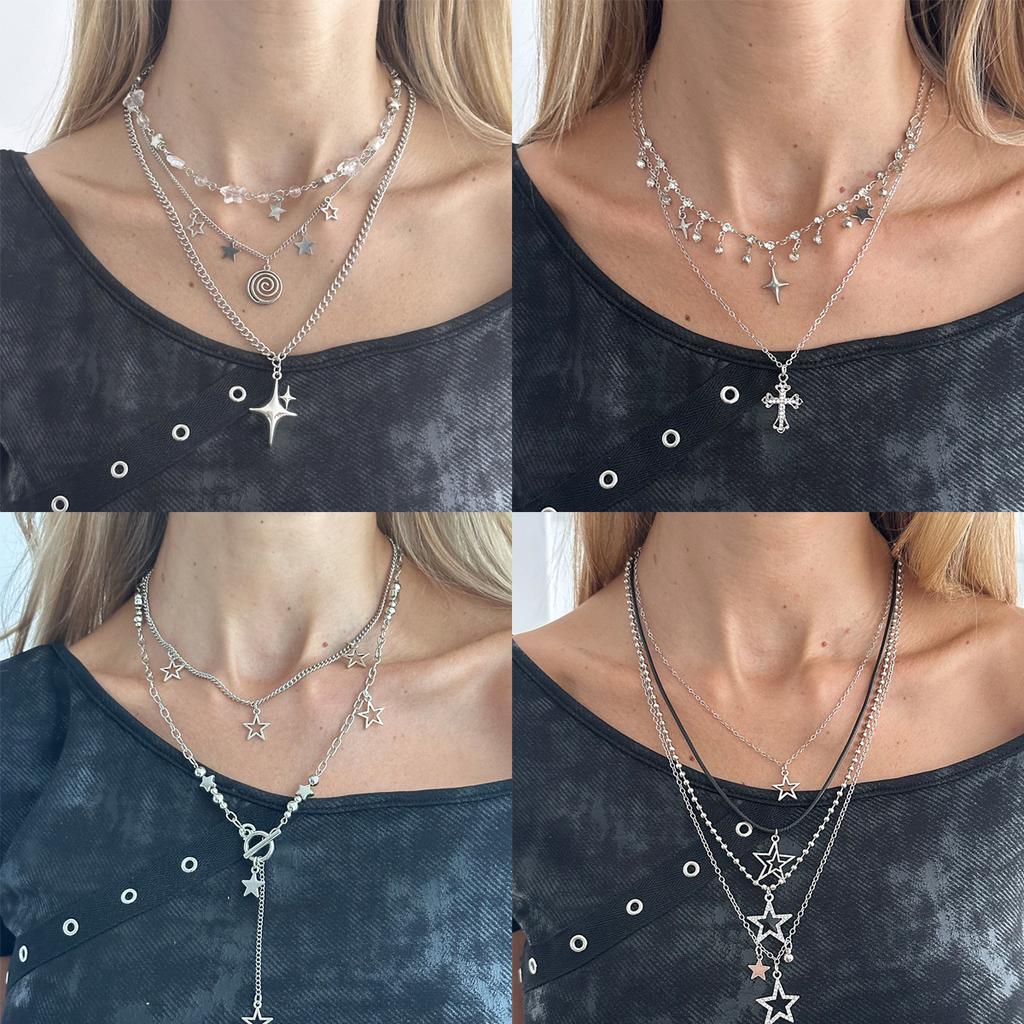 Fashion New Style Sexy Star Pendant Necklace with Rhinestones - Stylish Starburst Lockbone Chain for Fashion - conscious Girls and Women