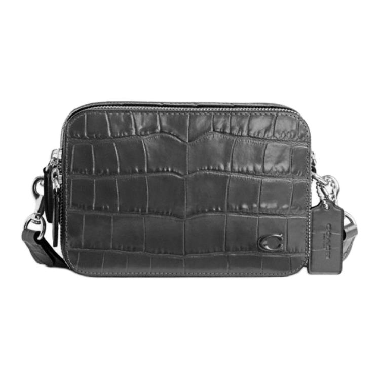 

Coach Charter 19 Crocodile Pattern Embossed Zipper Closure Leather Shoulder Crossbody Bag Small Men bags Charcoal-Gray CW431-CHR Basic Set (Bag+Dust Bag)