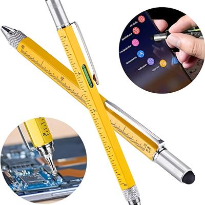 1pcs Six-in-one Scale Gradienter Screwdriver Ballpoint Pen Multi-function Tool Pen School Stationery Supplies Office Supplies