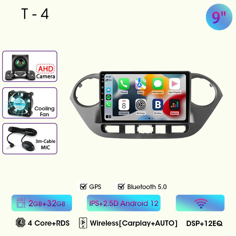 9" Car Radio For Hyundai Grand I10 I 10 2013 2014 2015 2016 2017 2018 Android12 Carplay Auto Multimidia Video Player Head Unit