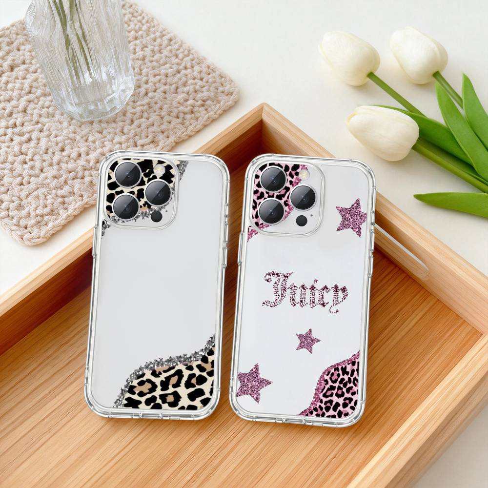 J-Juicy C-Couture ART Phone Case For iPhone17,16,15,14,13Pro Max,us,Soft Silicone Transparent Cover