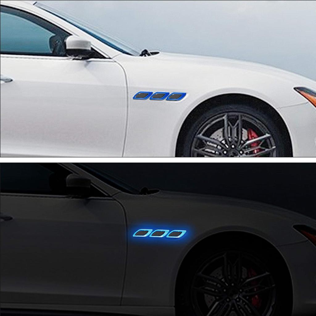 TOMALL 6Pcs 3D Strong Reflective Stripe Sticker for Car Fender Hood Bumper High-Intensity Night Visibility Reflective Decal Safety Warning Diamond