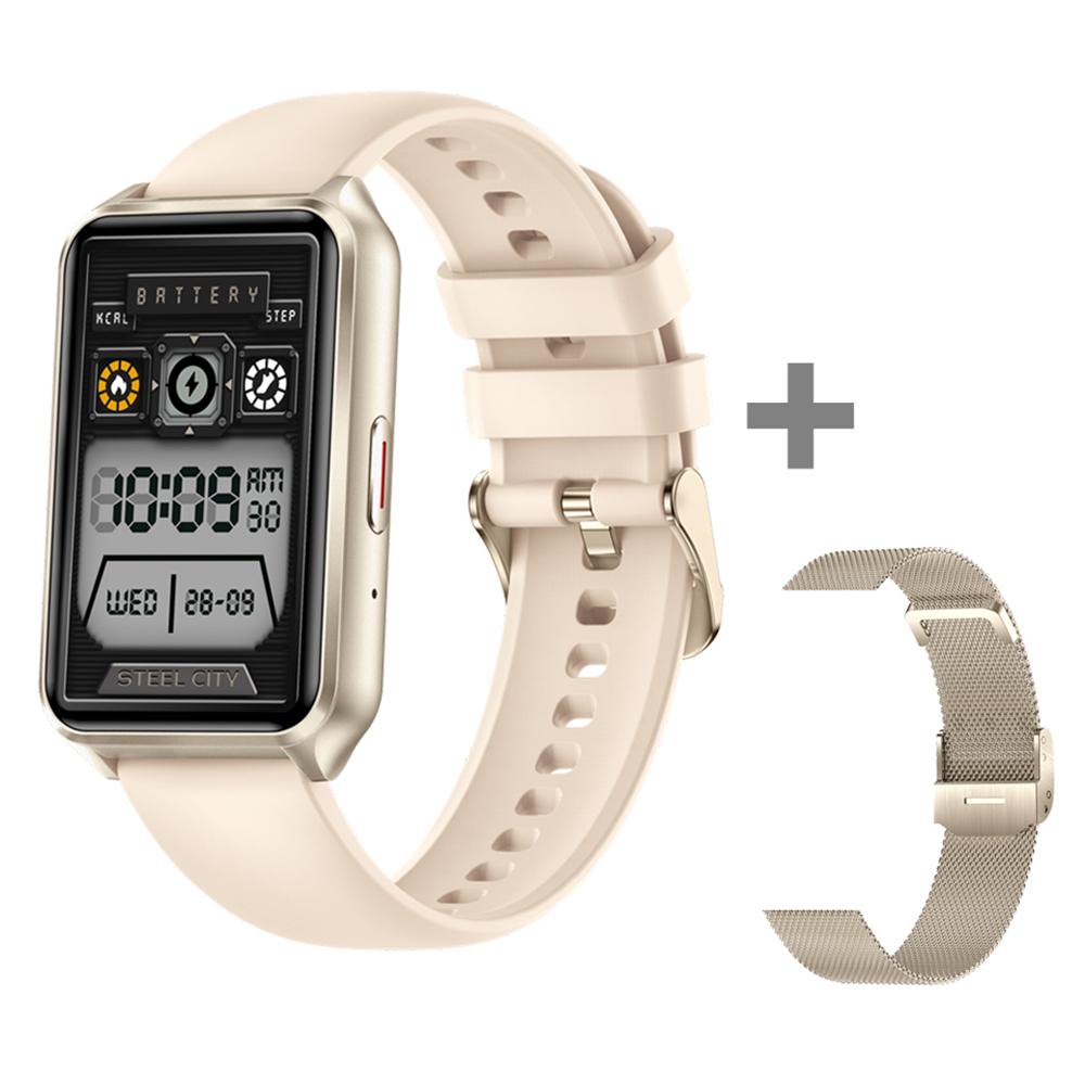 

H37 Смарт-часы с 1,57-дюймовым экраном, монитором сердечного ритма и кислорода в крови, Bluetooth-совместимые для звонков, спортивные часы, силиконовый + миланский ремешок Gold