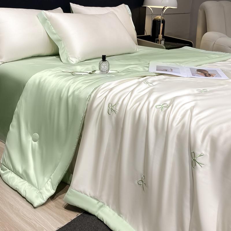 Princess Summer Quilt Korean Soft  Washed Silk Full Embroidery Tencel Cool Quilt  Women Girl For Summer Comforter Bedding