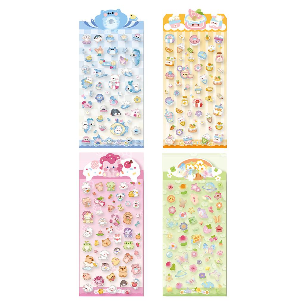 Cartoon 3D Stickers Water Resistant Animal Butterfly Sticker for Planner Pencil Box Phone Case Water Bottle Skateboards