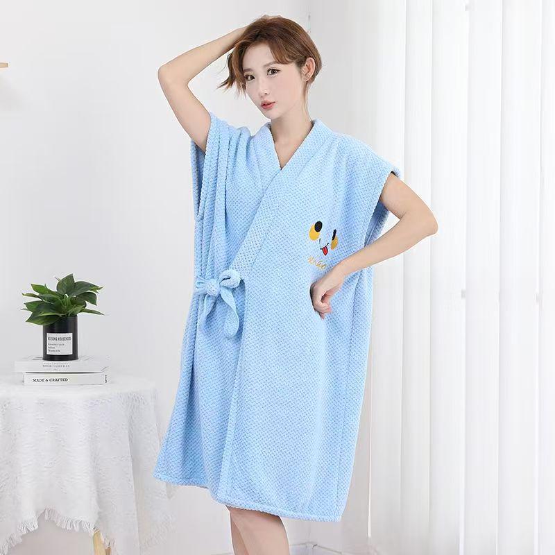 Plus Size Hooded Long Sleeve Bathrobe - Water Absorbent & Soft for Adults