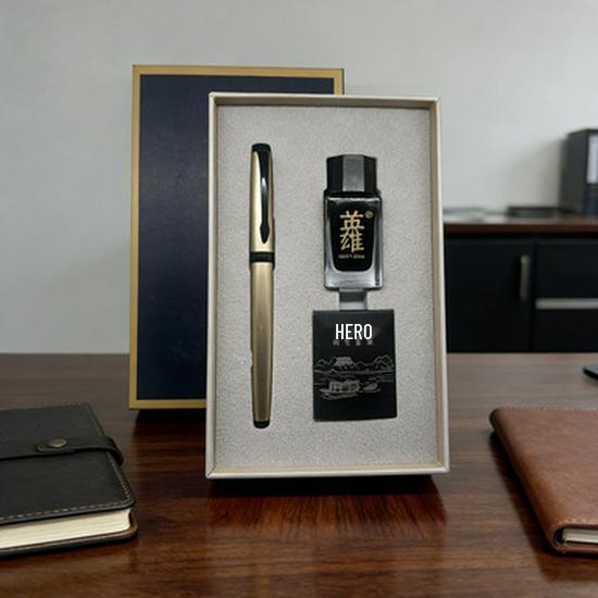 HERO Steel Pen 3813 Zhen Zhi Series Calligraphy Set for Students - Business High-Grade Gift Box