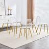 US Dining Chairs Set Of 6 Modern Simple Transparent Armless Seat With Back & Metal Legs For Kitchen Dining Room Home Office