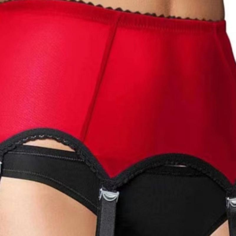 Women Goth Smooth Satin Garter Belt Black/White Suspender Belt With Six Straps For Thigh High Stockings Exotic Lingerie Clubwear