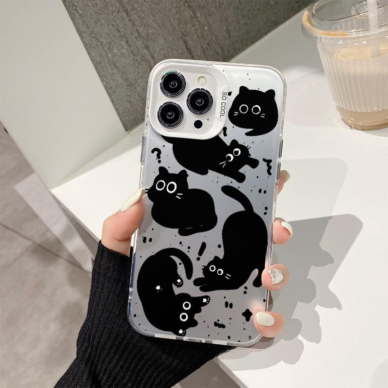 

Personalized Funny Cartoon Cat Color Silver Case for Apple 15 Mobile Phone Case 13 All-inclusive for IPhone14promax Mobile Phone Case For iPhone 17PROMAX