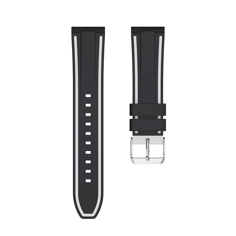 

For Samsung Galaxy Watch3 45mm/Watch 46mm/Huawei Watch GT 46mm 22mm Silicone Watch Strap Soft Wristband with Buckle Black White