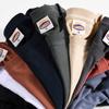 Japanese men's solid color short-sleeved t-shirt pure cotton men's round neck washed polished basic bottoming shirt loose top tide