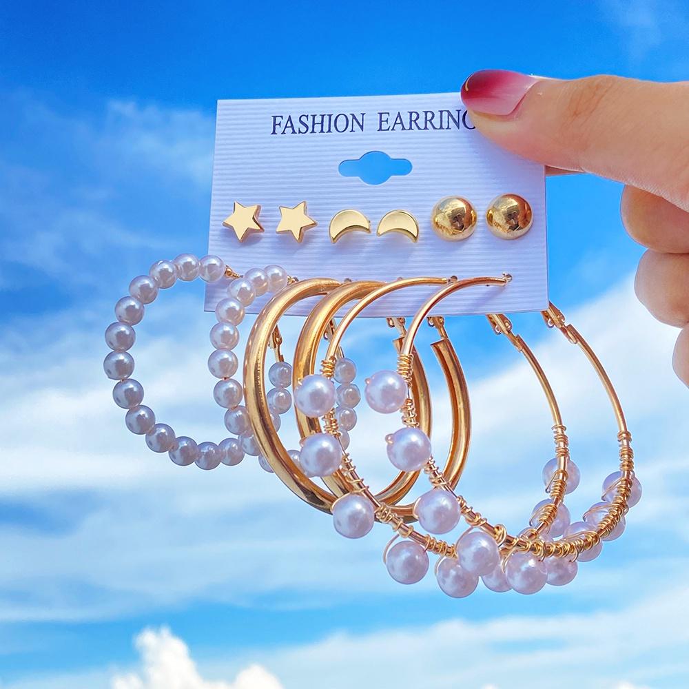 iF ME Fashion Pearl Earring Set Women Luxury Butterfly Love Heart Gold Stud Earrings Resin Hoop Earrings Jewelry Accessories