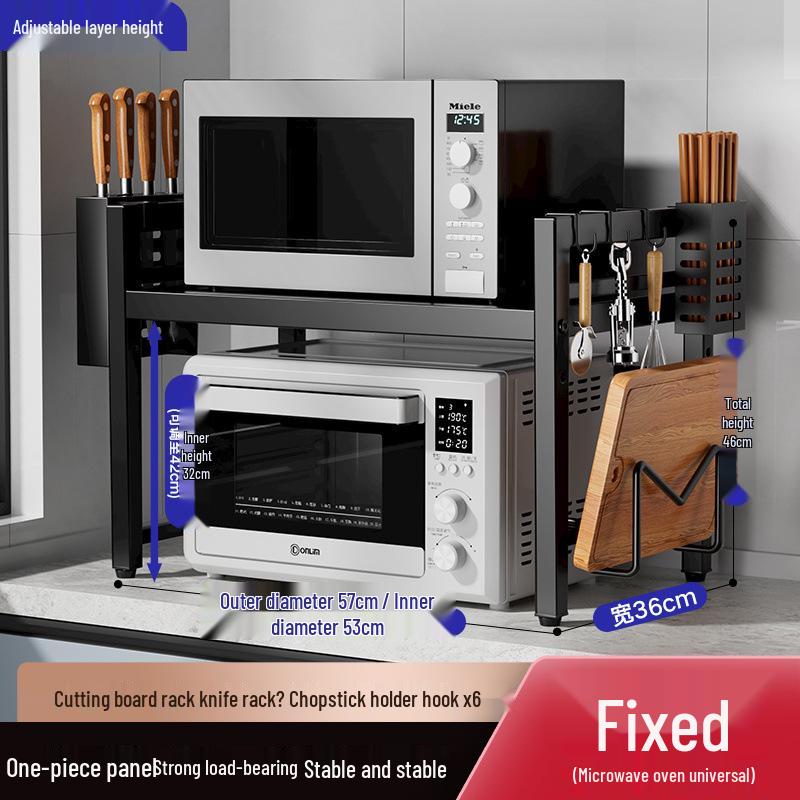 Adjustable Microwave & Kitchen Storage Rack for Countertop - Oven, Rice Cooker & Spice Organizer