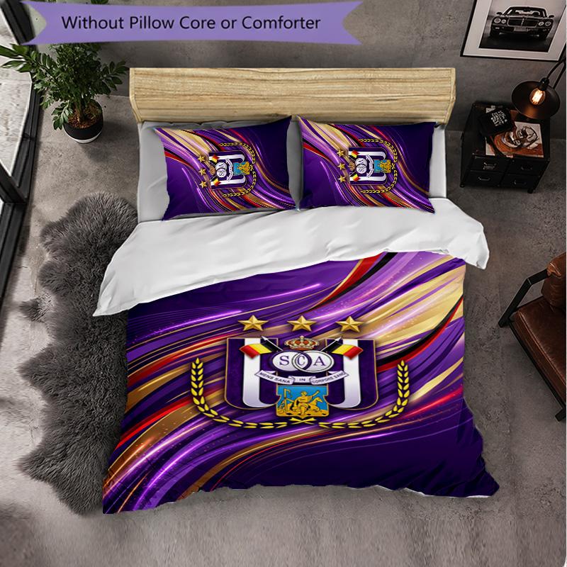 Biancheria da Letto a Tema FC Anderlecht Set 3 Pezzi Copripiumino Biancheria da Letto Decorativa Per Stanza Adolescenti Decorazione Casa