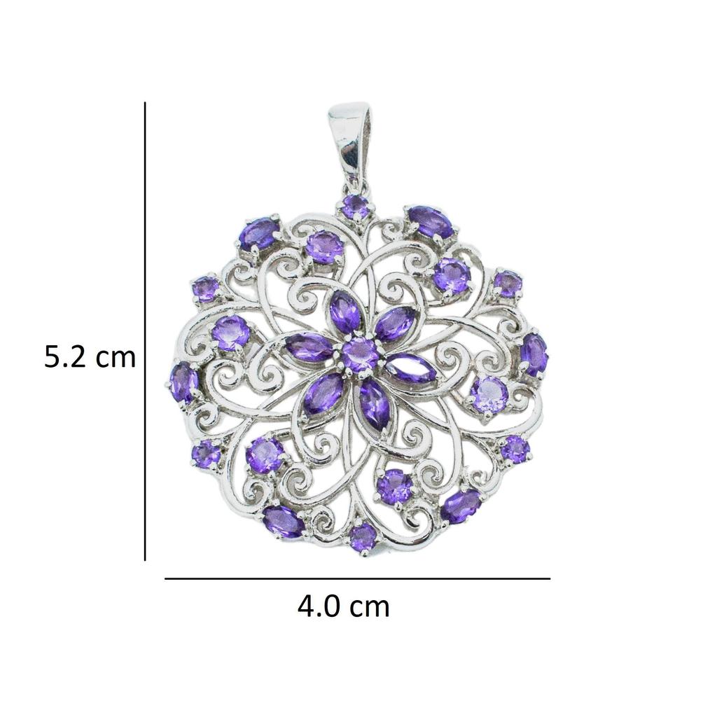 Natural Amethyst Pendant, 925 Silver Jewelry, Anniversary Gift