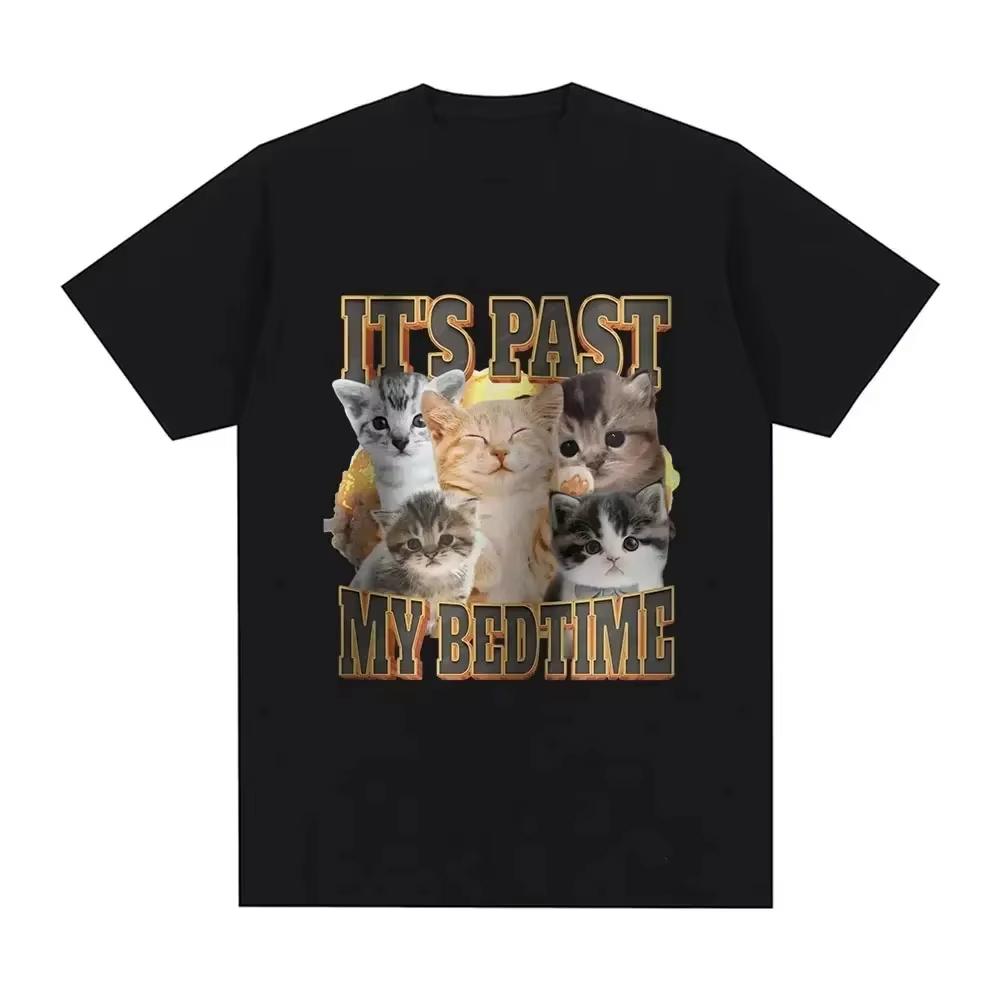 

After My Bedtime, Funny Cat Meme T-shirt Fashion Retro T-shirt Men s Casual Short-sleeved Cartoon Breathable Top - Men s Summ... S разноцветный
