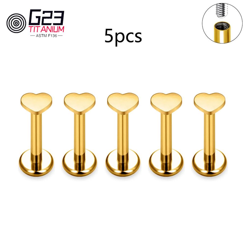 5Pcs/lot Lover Gift ASTM F136 Titanium 16G Cartilage Tragus Earrings Ear Lip Helix Studs Tongue Nail Body Piercing Jewelry