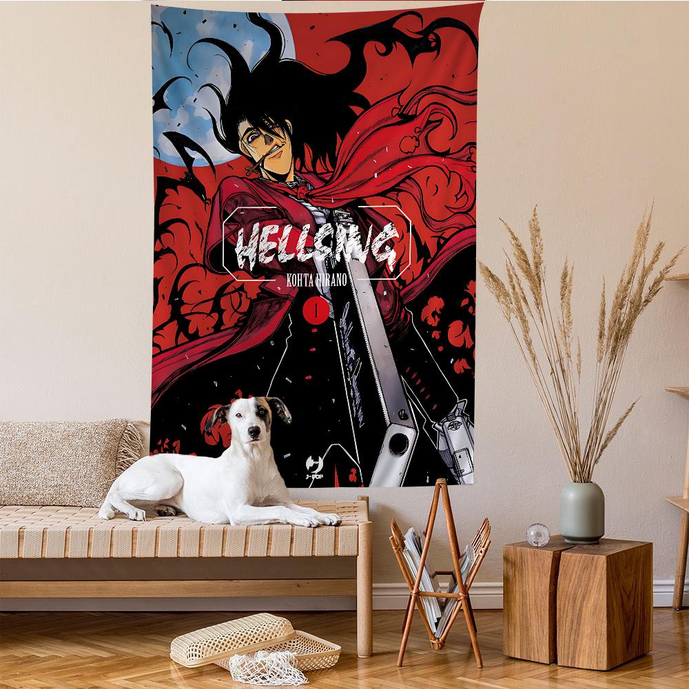 Hellsing Game Anime Tapestry Hippie Flower Wall Carpets Dorm Decor Wall Hanging Home Decor